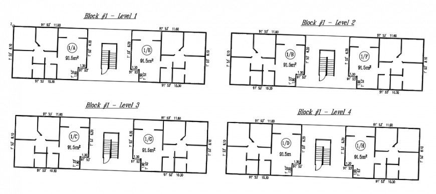 apartment blocks level cad file