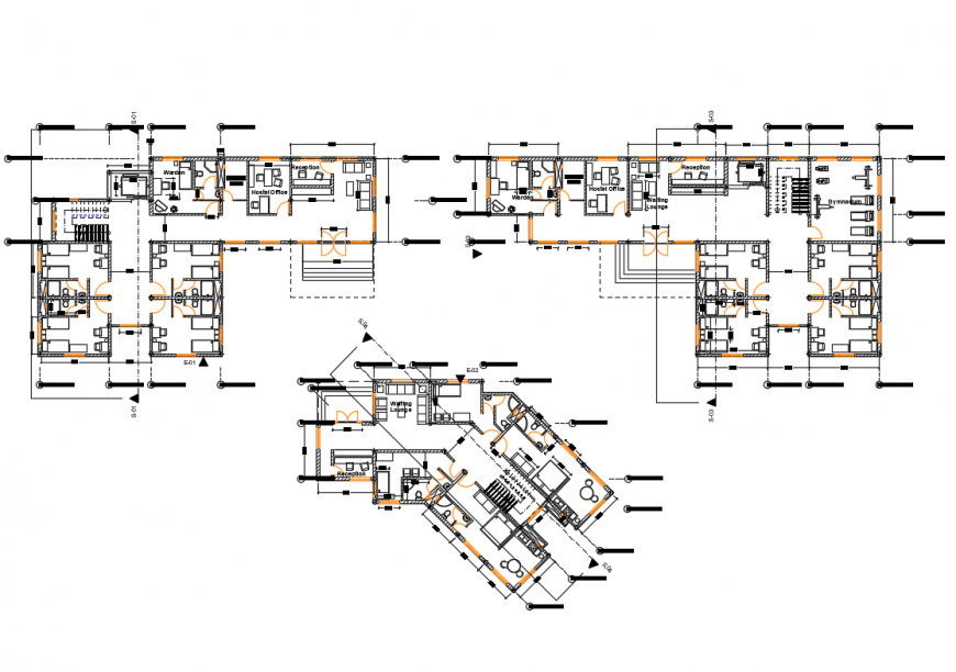 Apartment building accommodation floor blocks layout plan cad drawing details dwg file
