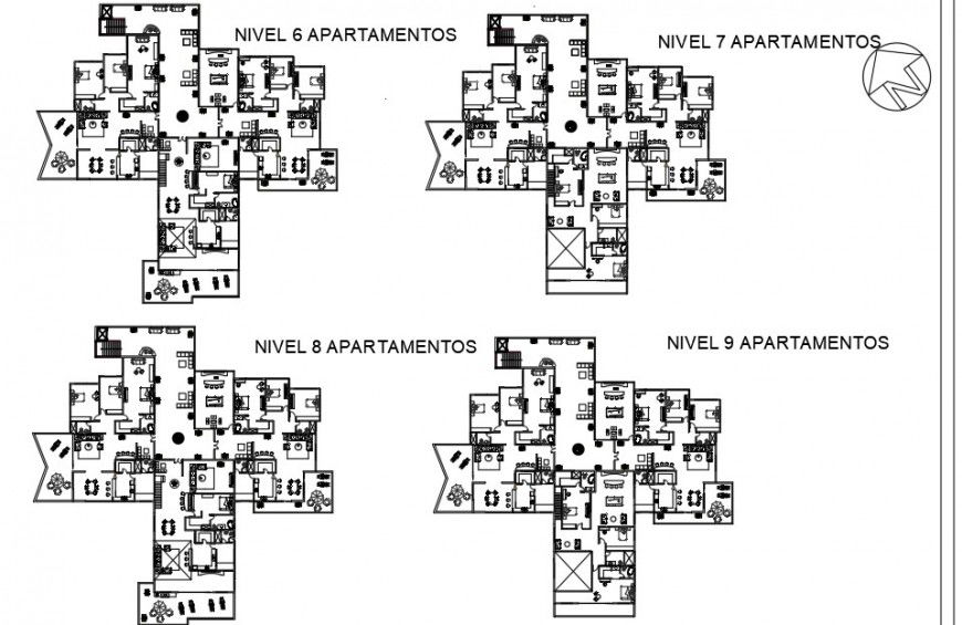 Apartment building block detail 2d view CAD autocad file