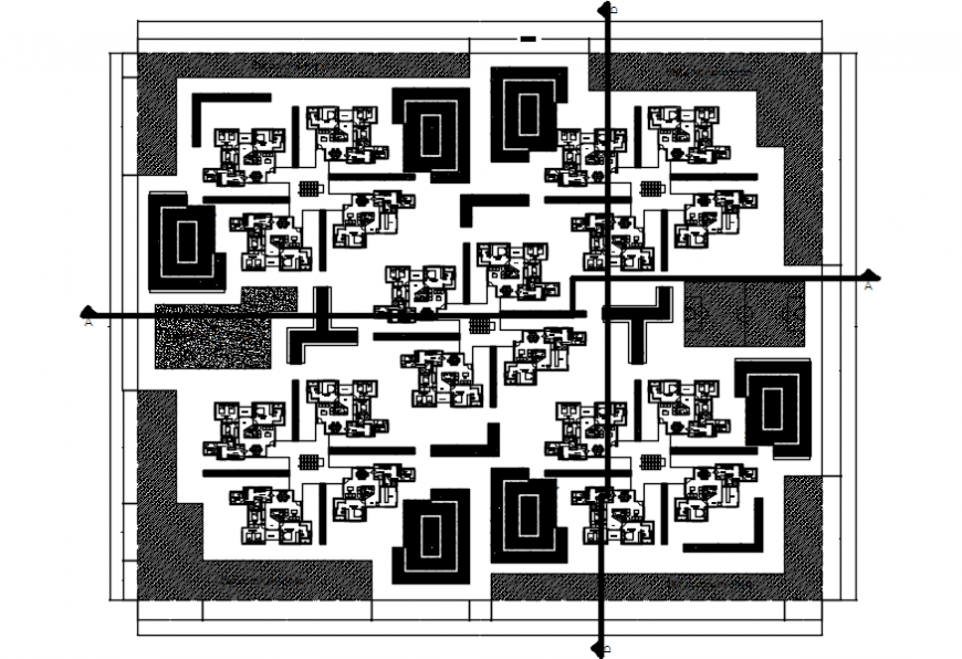 Apartment building distribution layout plan cad drawing details dwg file
