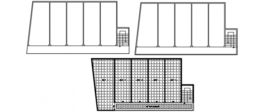 Apartment building floor cover plan with structure details dwg file