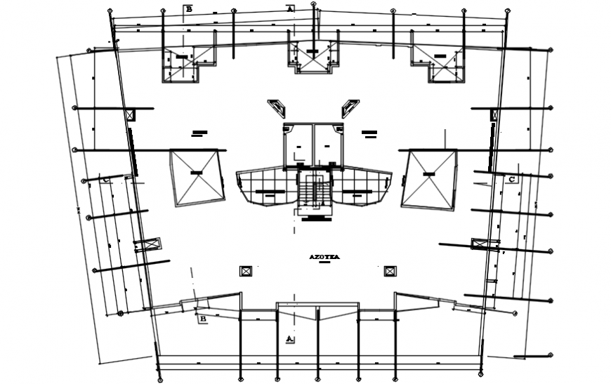 Apartment building floor plan and structure cad drawing details dwg file