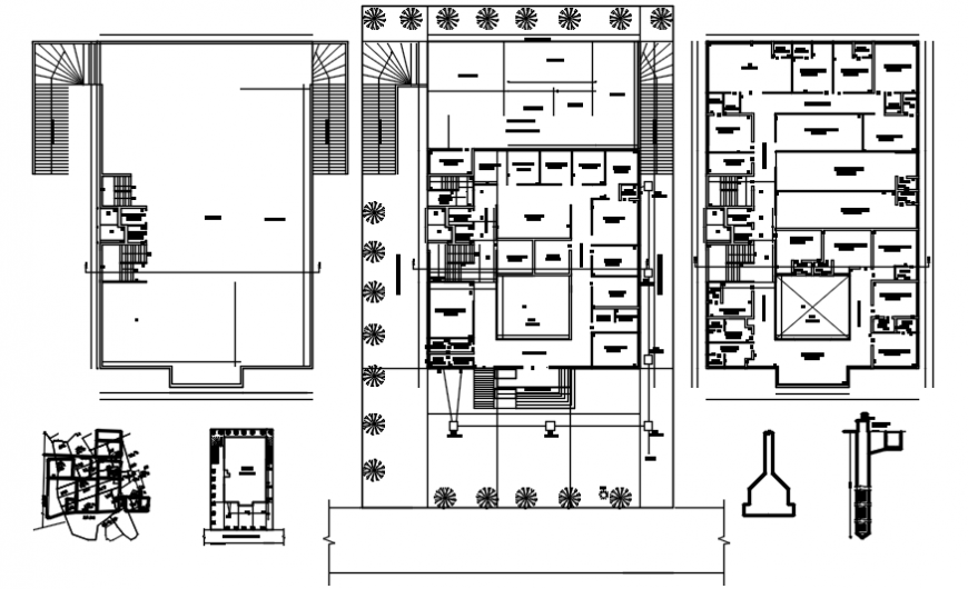 Apartment building floor plan and structure drawing details dwg file
