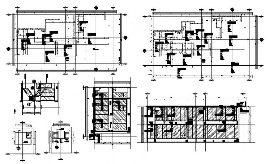Apartment building floor plan details with ceiling design and plan dwg file