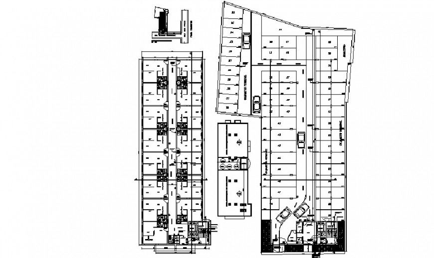 Apartment building floors distribution and structure details dwg file
