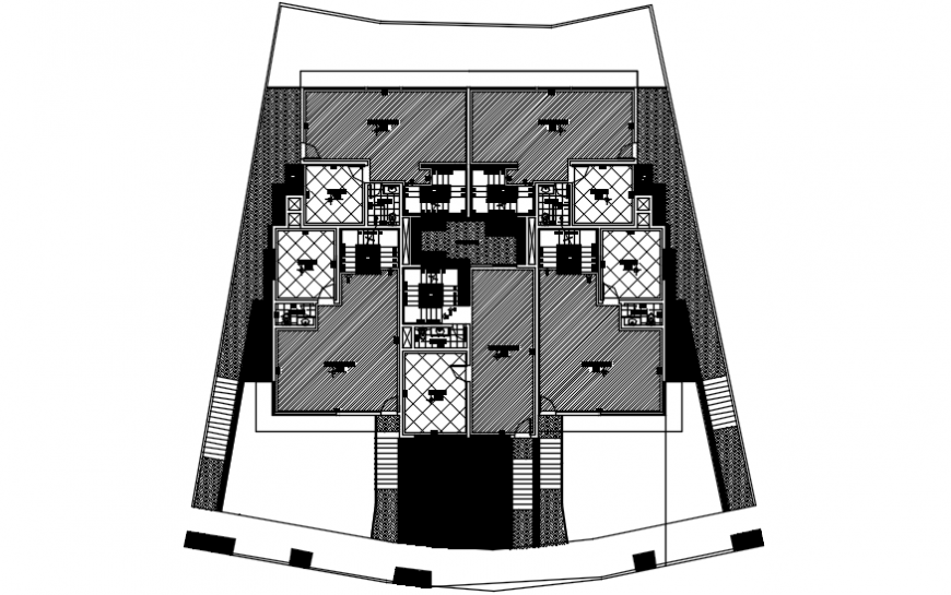 Apartment building second floor distribution layout plan cad drawing details dwg file