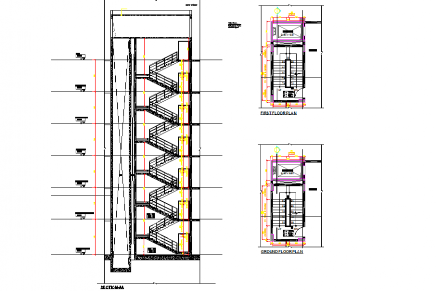 Apartment building section detail drawing in dwg file.