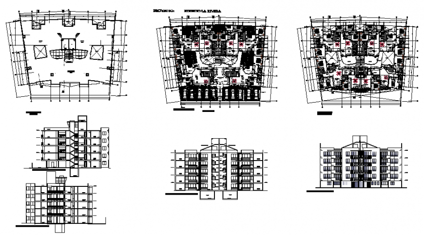 Apartment Building working drawing in dwg file.