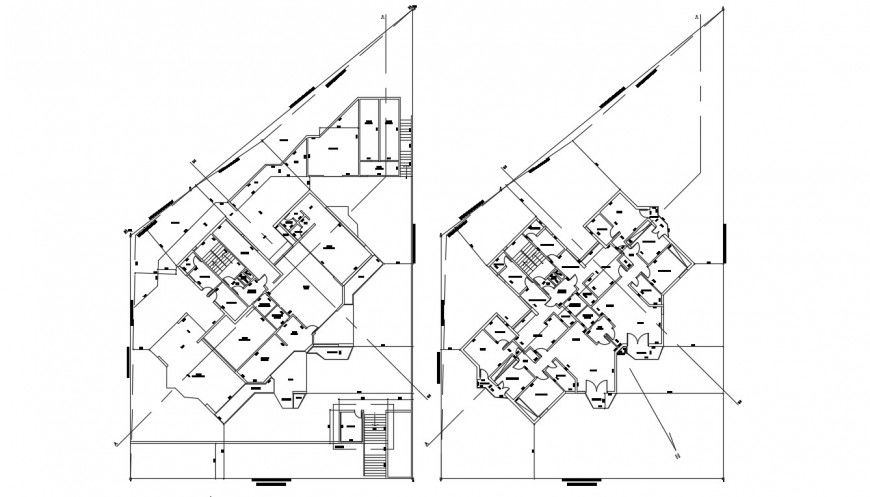 Apartment bulding block plan of 2d drawing of autocad software