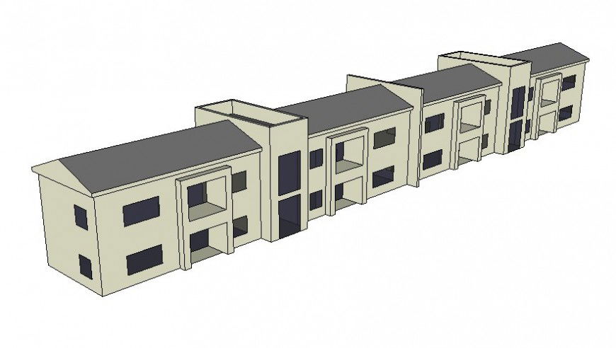 Apartment complex building drawings 3d model sketch-up file