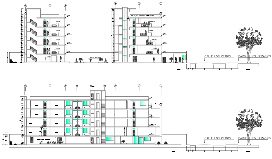 Apartment detail 2d view section layout autocad file