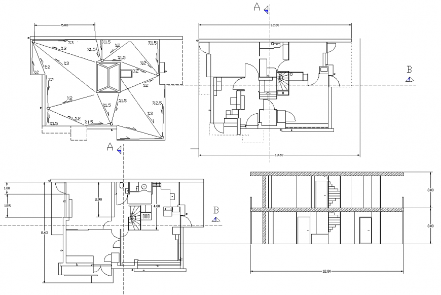 Apartment detail elevation and plan view autocad file