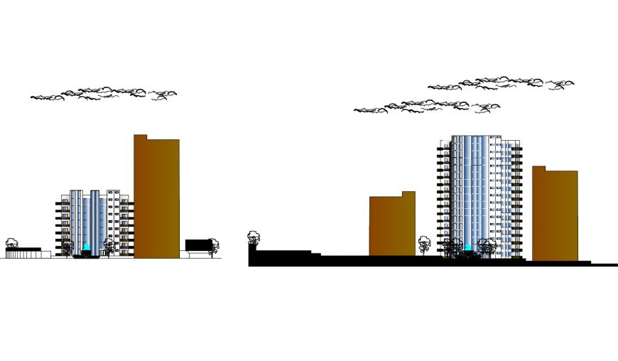 Apartment different axis elevation in AutoCAD file