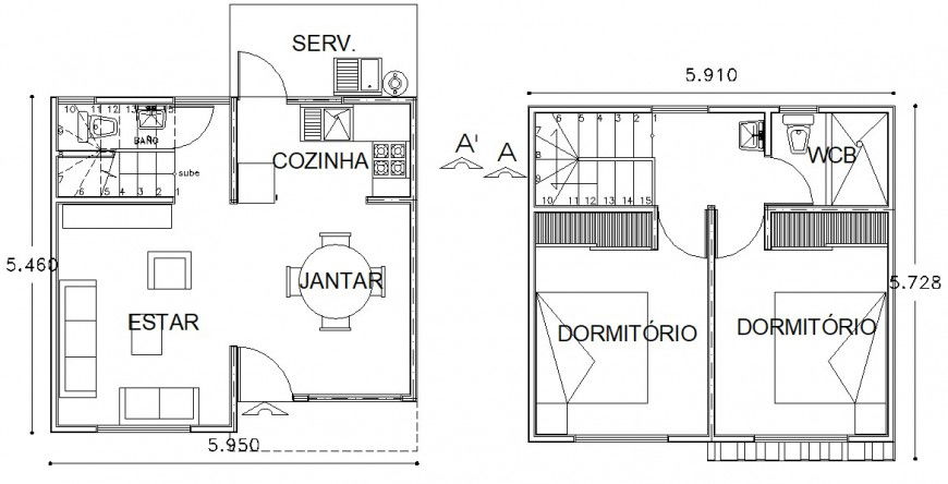 Apartment drawings detail 2d view center line plan dwg autocad file