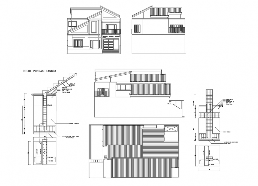 Apartment elevation and column structure 2d view dwg file