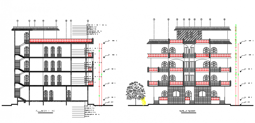 Apartment Elevation design Drawing File