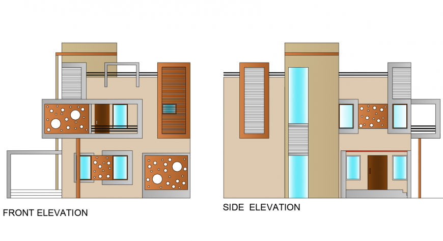Apartment elevation detail 2d view CAD building block autocad file