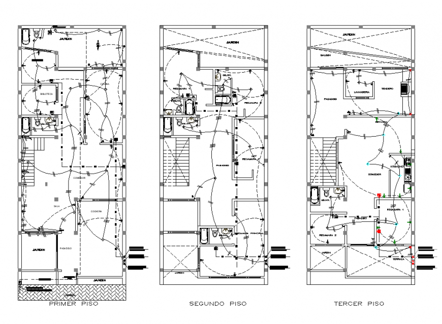 Apartment flat electrical plan detail dwg file