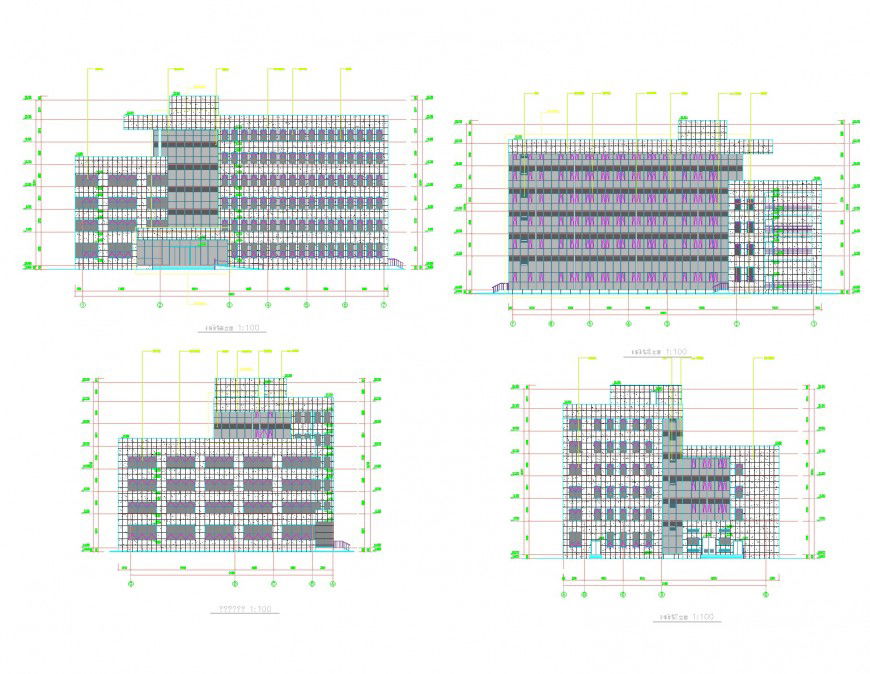 Apartment flat elevation detail dwg file