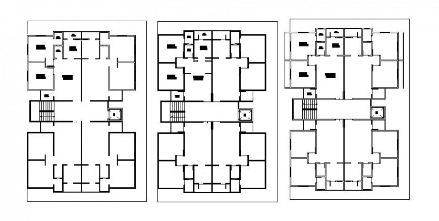 Apartment flats floor distribution layout plan cad drawing details dwg file