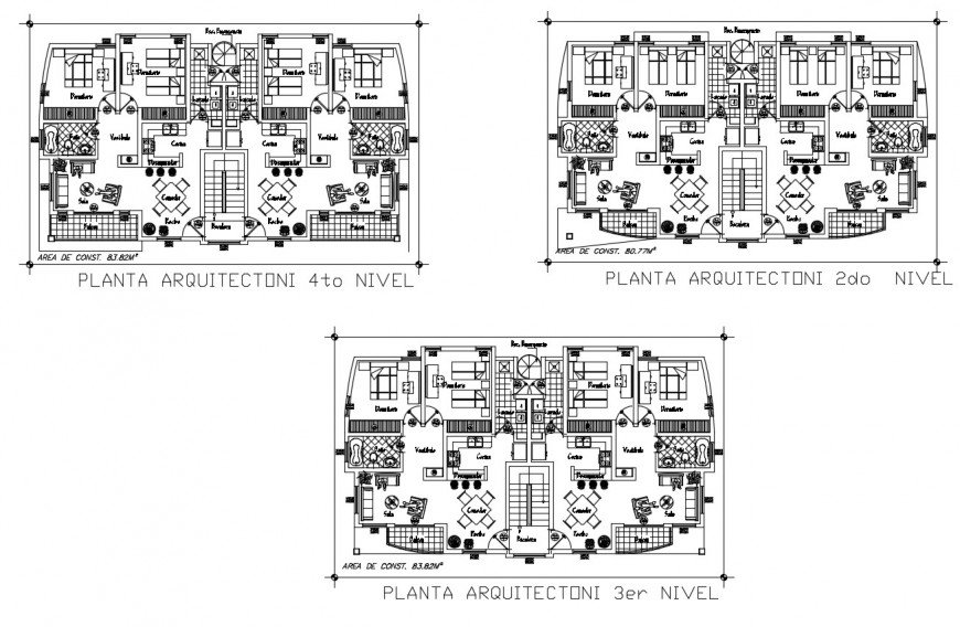 Apartment floor plan in auto cad software plan
