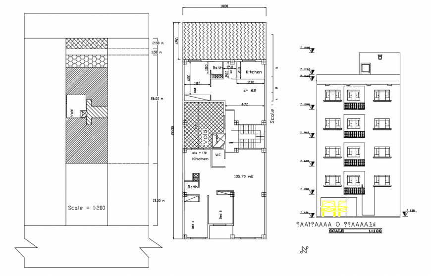 Apartment plot area lay-out & elevation detail