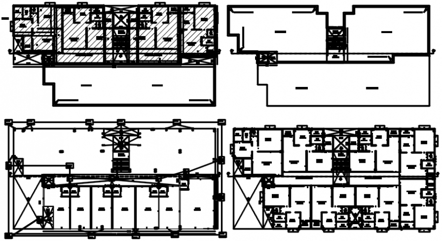 Apartment residential building along with shops floor plan distribution details dwg file