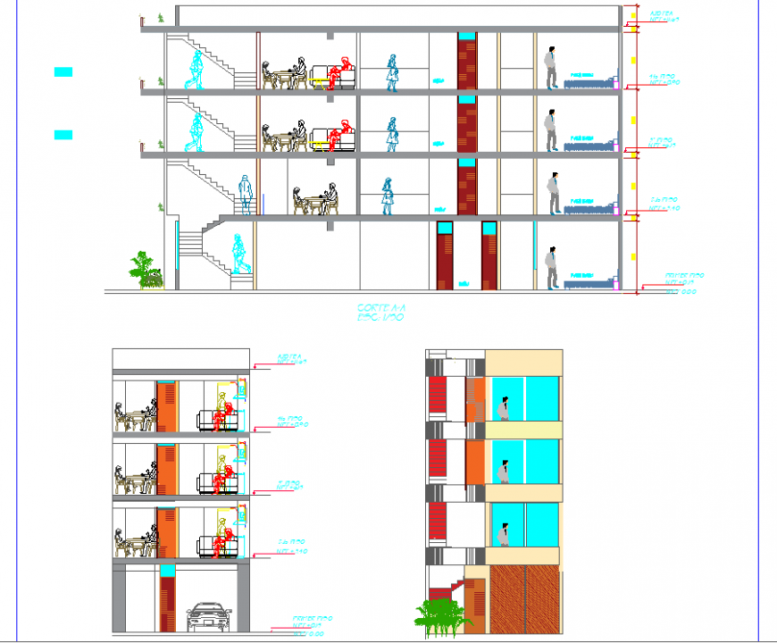 Apartment section detail drawing in dwg file.