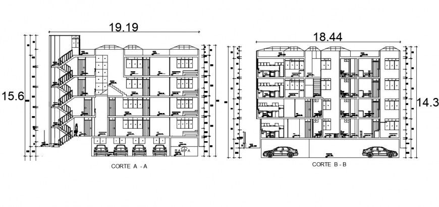 apartment section plan cad file
