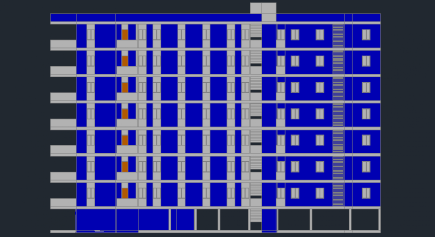 Apartment side elevation in AutoCAD file