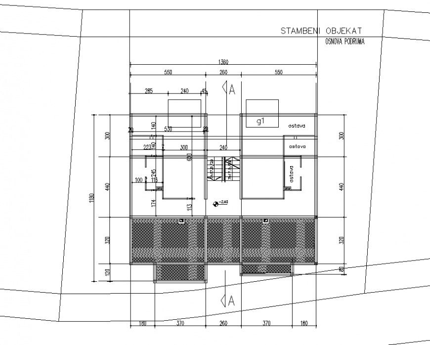 Apartment working drawing with roof plan in dwg file.