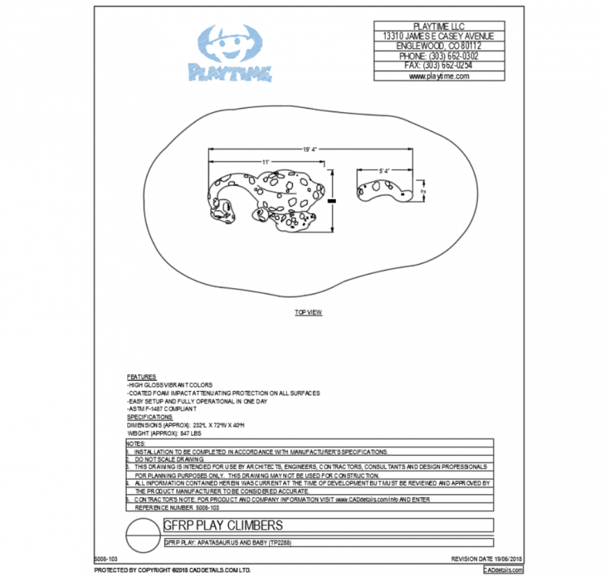 Apatosaurus animal and baby adventure play park equipment details dwg file