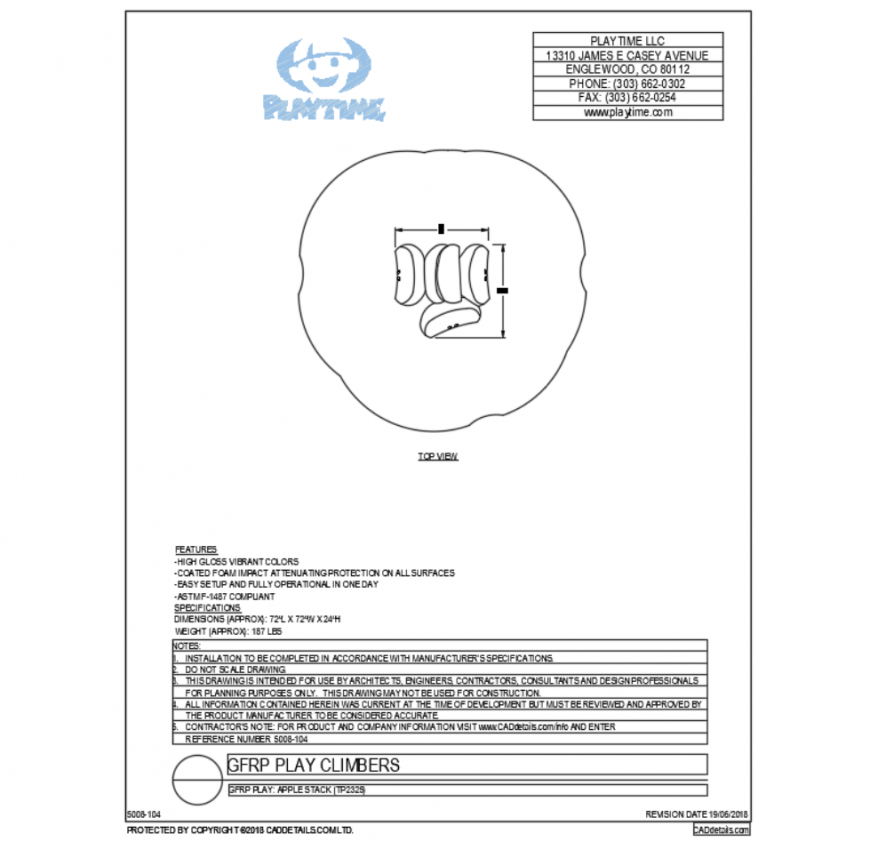 Apple stack top view of park play equipment details dwg file