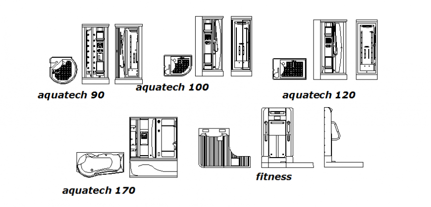 Aqua tech plan and elevation detail dwg file