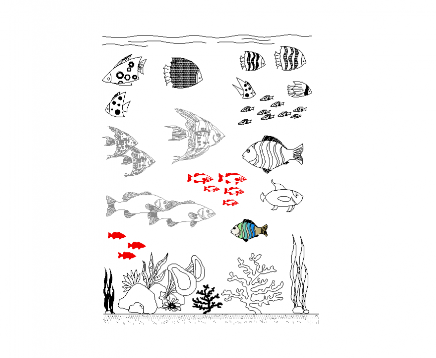 Aquarium CAD blocks detail elevation layout autocad file
