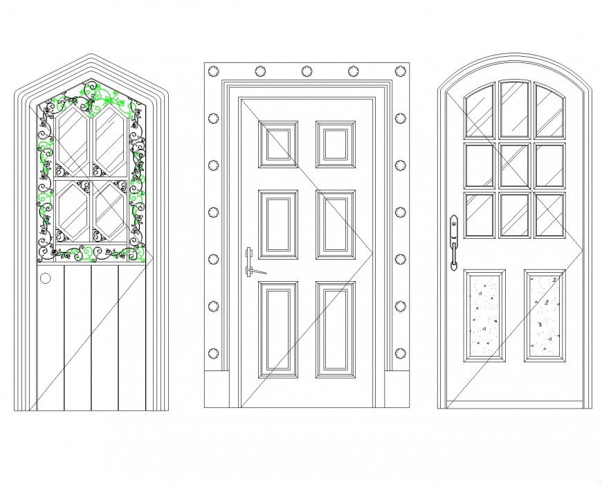 Arc design Aluminum door plan autocad file
