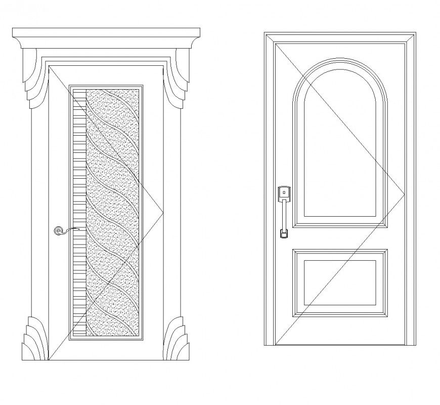 Arc design door elevation detail dwg file