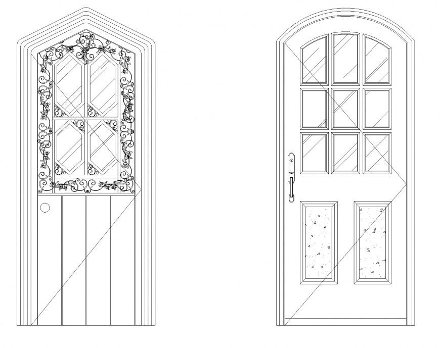 Arch door elevation cad blocks dwg file