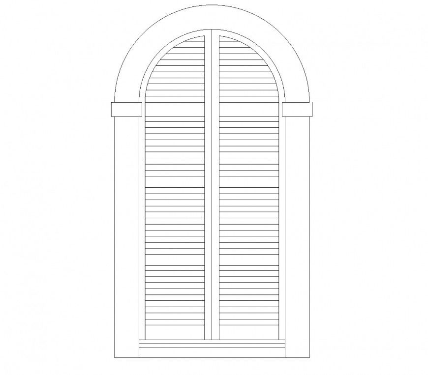 Arch louvre doors plan autocad file