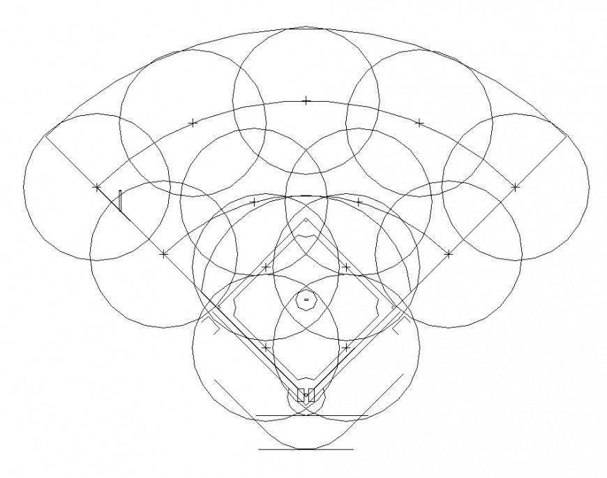 Arch shape design mechanical structure detail 2d view CAD blocks layout autocad file