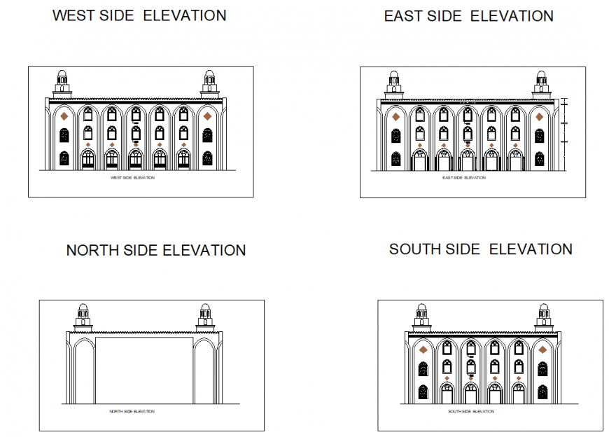 Arches design elevation detail dwg file