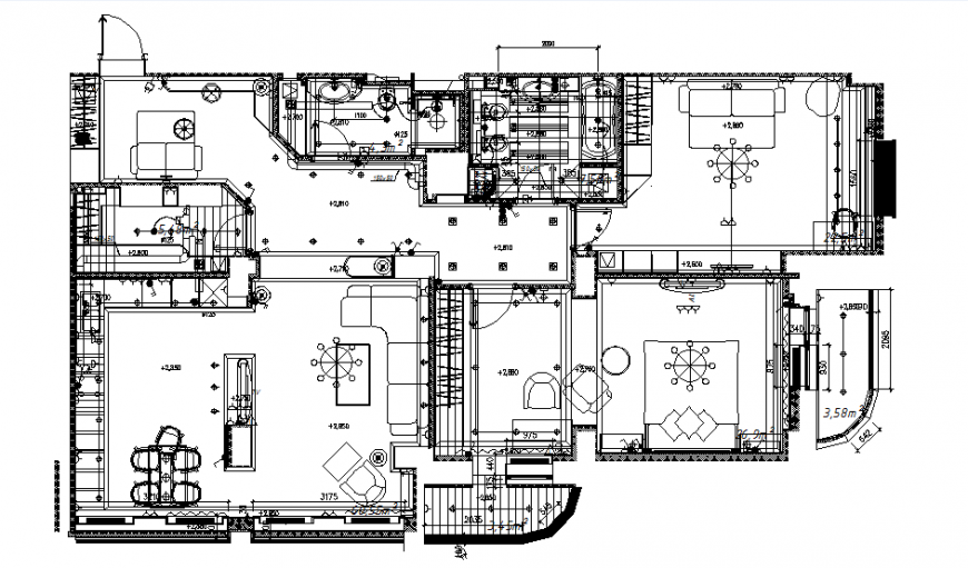 Architect ceiling design house planning dwg file