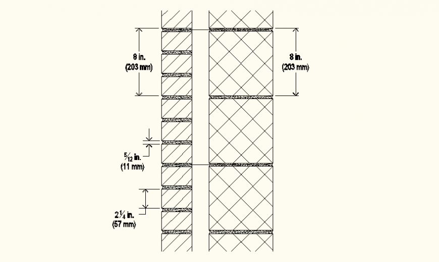 Architectural - Brick and Block Dimension detail dwg file