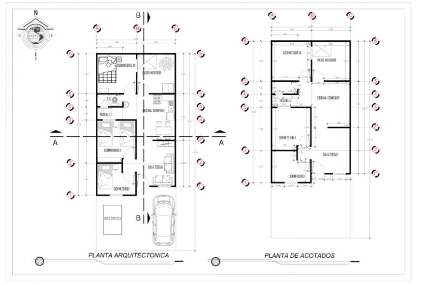Architectural 2BHK house design drawing