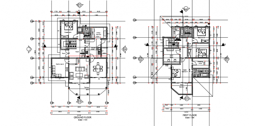 Architectural  layout  top view plan detail dwg file