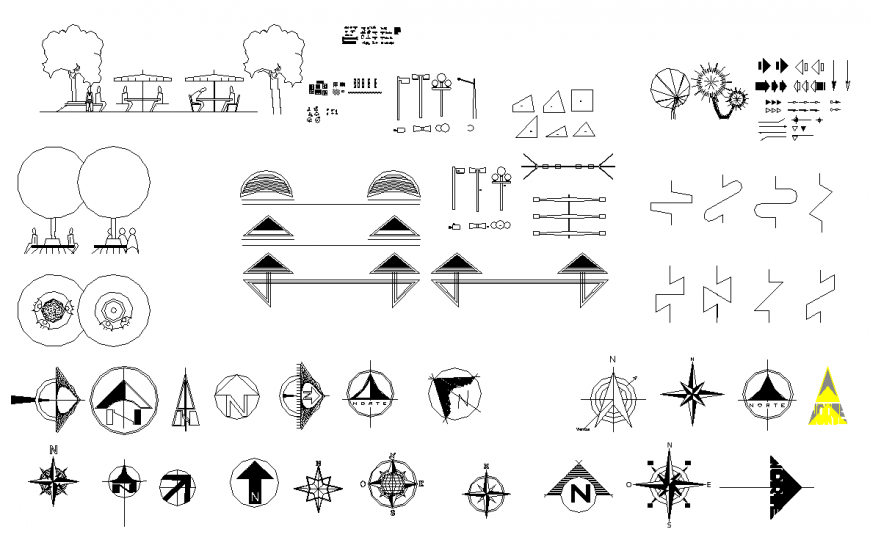 Architectural and civil symbol details in dwg file.