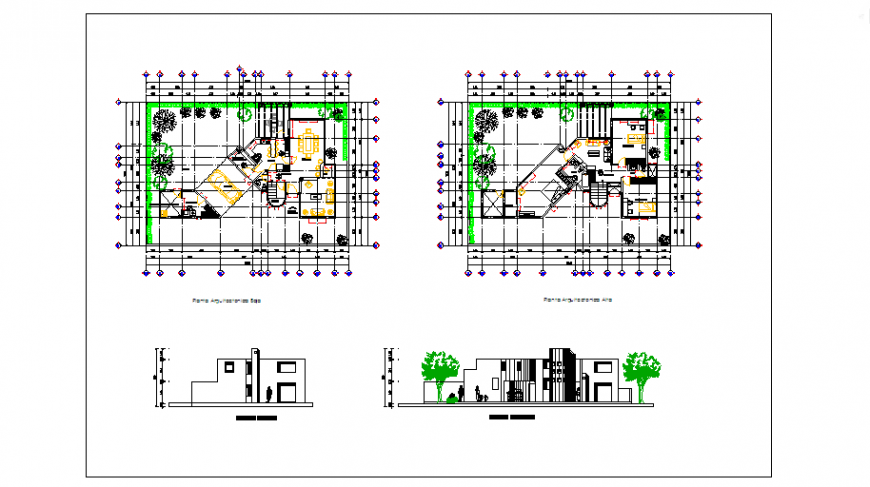 Architectural based elevation design of house design drawing