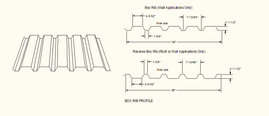 Architectural Box Rib Profile detail elevation layout file