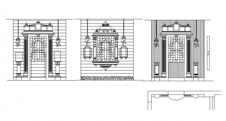 Architectural design details of door entrance and window autocad file