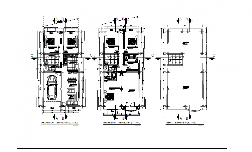 Architectural design drawing project of unifamiliary house design